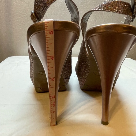 Gold Glitter Slingback Platform Heels - Picture 11 of 15